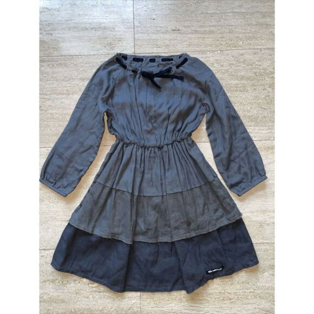 LITTLE CREATIVE FACTORY Cotton 6y Tiered Gray Black DRESS
